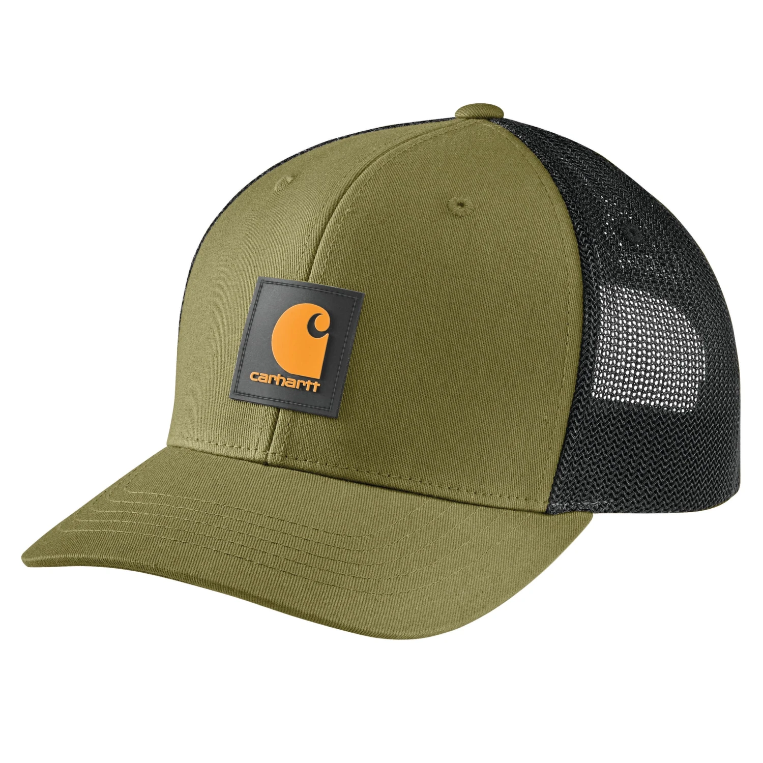 Carhartt Men's Rugged Flex Twill Mesh-Back Logo Patch Cap - True Olive 1 Carhartt Men's Rugged Flex Twill Mesh-Back Logo Patch Cap - True Olive