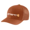 'Carhartt' Men's Rugged Flex Fitted Canvas Mesh-Back Logo Graphic Cap - Burnt Sienna