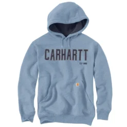 'Carhartt' Men's Midweight Felt Logo Hoodie - Alpine Blue Heather