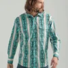 'Wrangler' Men's Checotah Printed Snap Front - Turquoise