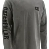 'Caterpillar' Men's Trademark Banner Long Sleeve Tee - Dark Heather Grey
