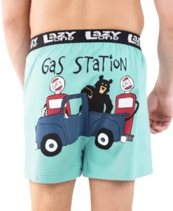 'Lazy One' Men's Gas Station Boxer - Aqua Blue