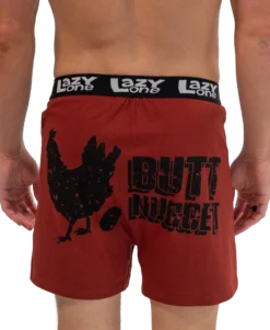 'Lazy One' Men's Butt Nugget Boxer - Brick Red