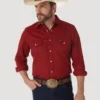 'Wrangler' Men's Advanced Comfort Cowboy Cut Snap Front - Red