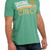 'Cinch' Men's Tri Color Crew Neck T Shirt - Heather Green