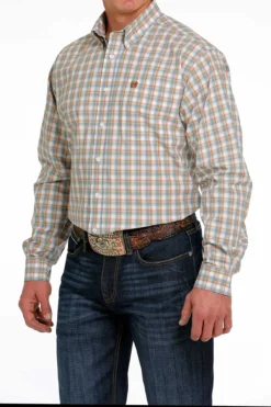'Cinch' Men's Plaid Classic Fit Button Down - White