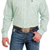 'Cinch' Men's Print Classic Fit Button Down - Green