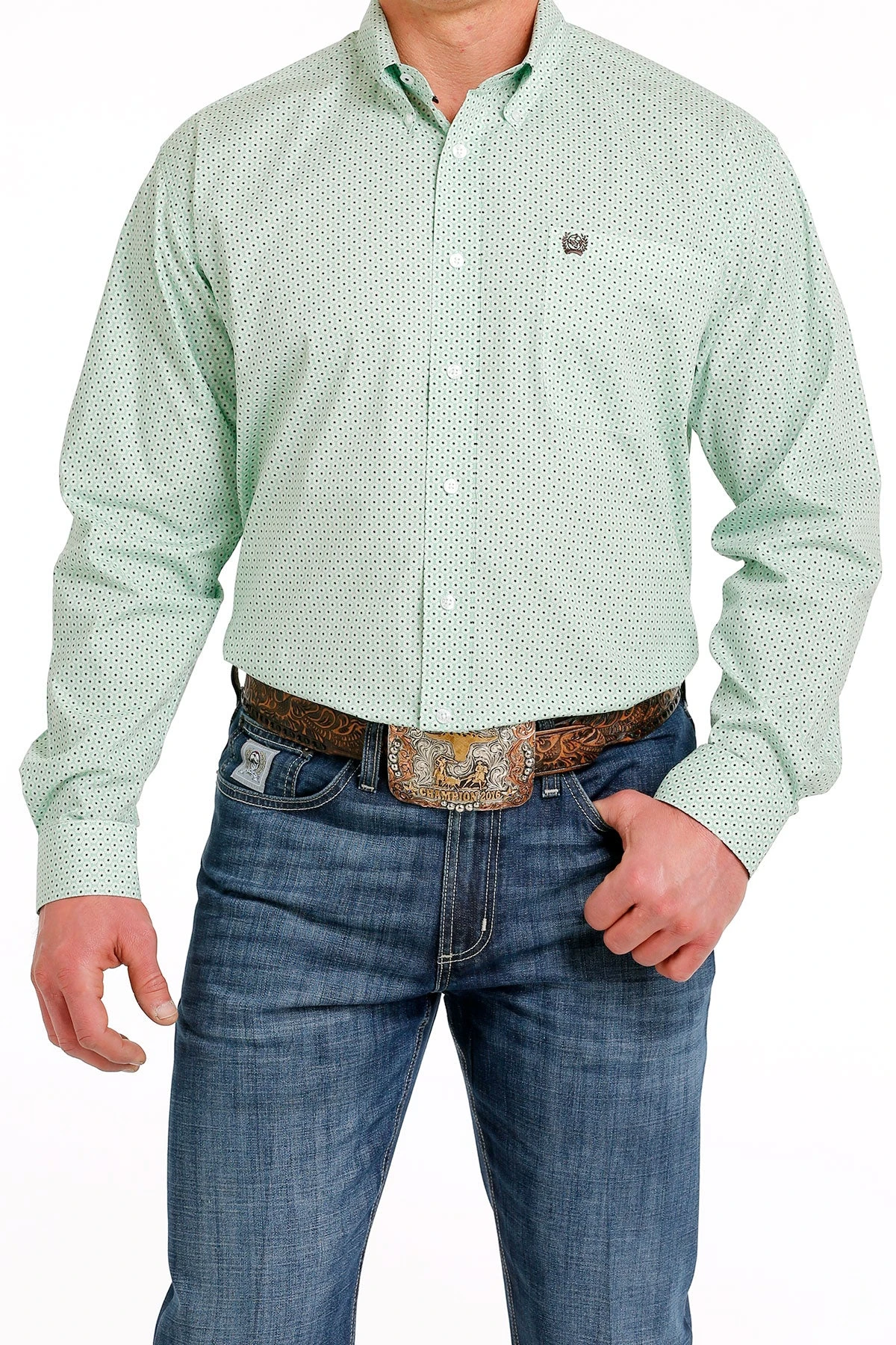 'Cinch' Men's Print Classic Fit Button Down - Green 1 'Cinch' Men's Print Classic Fit Button Down - Green