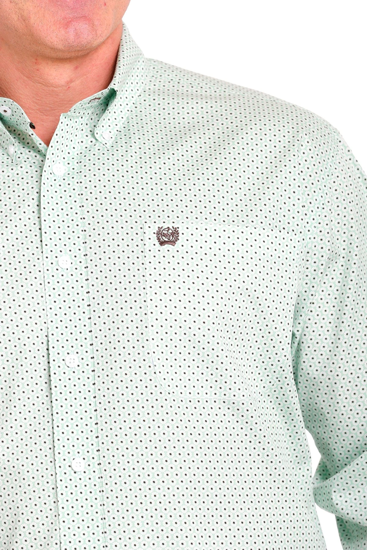 'Cinch' Men's Print Classic Fit Button Down - Green 2 'Cinch' Men's Print Classic Fit Button Down - Green - Image 2