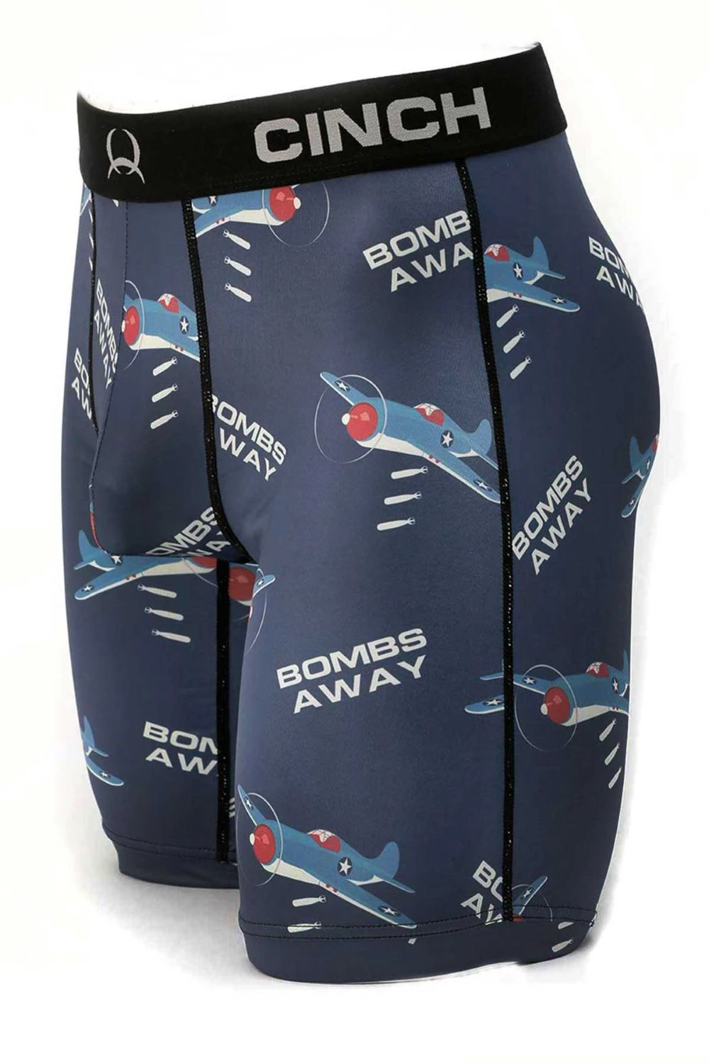 'Cinch' Men's 9" Bombs Away Boxer Briefs - Blue 1 'Cinch' Men's 9" Bombs Away Boxer Briefs - Blue