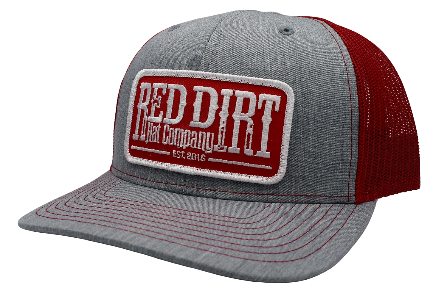 'Red Dirt Hat' Tag Patch Hat - Heather Grey / Red 1 'Red Dirt Hat' Tag Patch Hat - Heather Grey / Red