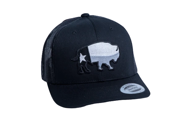 'Red Dirt Hat Company' Men's Texas Buffalo Greyscale Cap - Black 1 'Red Dirt Hat Company' Men's Texas Buffalo Greyscale Cap - Black