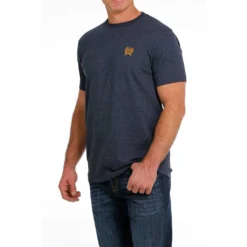 'Cinch' Men's Tri Color Crew Neck T Shirt - Heather Navy