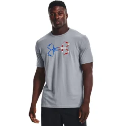 'Under Armour' Men's Freedom Hook T-Shirt - Steel / White