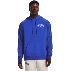'Under Armour' Men's Rival Fleece Wordmark Colorblock Hoodie - Versa Blue