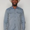'Kimes Ranch' Men's Tucson Herringbone Long Sleeve Button Down - Indigo